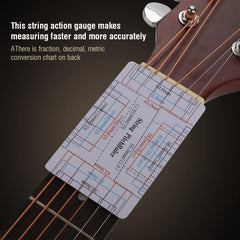 Guitar String Action Gauge Ruler, 2Pcs Double Sided Guitar Fingerboard Fretboard Measuring Tool with Clean Print for Guitar Bass