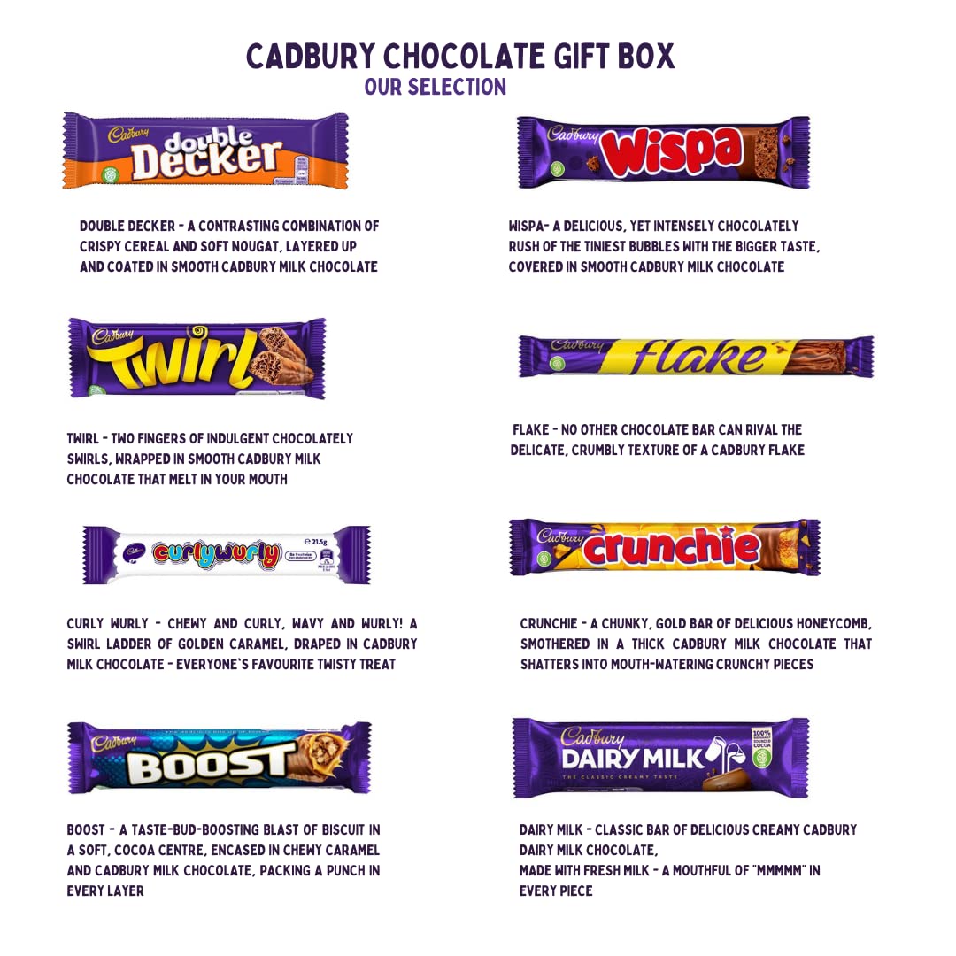 Cadbury Dairy Milk Gift Box, Luxury Cadbury Chocolate Selection, Perfect for Special Occasions, 8 Full Bar Chocolate Set (Cadbury Chocolate Gift Box)