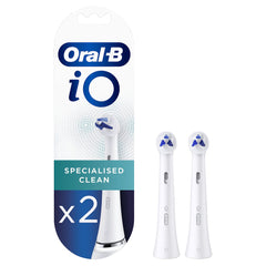 Oral-B iO Specialised Clean Electric Toothbrush Head, Precisely Angled Tufts For Deeper Plaque Removal For Hard To Reach Areas, Pack of 2, White