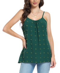 Sopesil Women's Vests Chiffon Ladies Summer Tops Adjustable Strap Sleeveless Tank with Swiss Dot Dusty Green,S