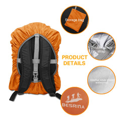 Besrina Backpack Rain Cover (15-90L),Upgraded Non-Slip Cross Buckle Strap & Reflective Waterproof Rucksack Cover for Hiking Camping Traveling Cycling