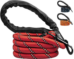 Candure Dog Lead with Soft Padded and Anti Slip Comfortable Rope Handle, 5 FT Strong Dog Leads, Highly Reflective Dog Leash for Puppy, Medium and Large Dogs (Red)