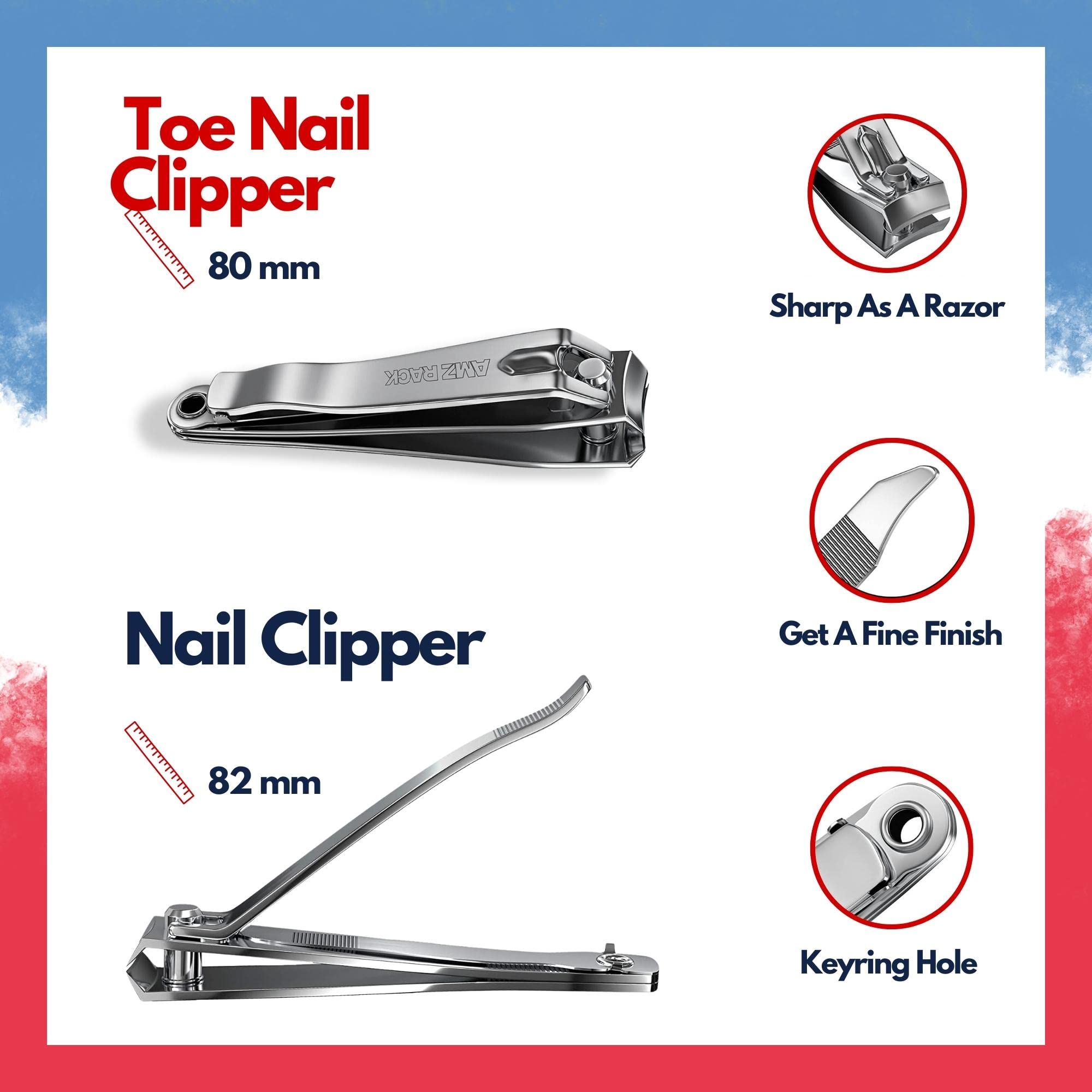 1 Pcs Nail Clipper & 1 PC Toe Nail Clipper for Thick Nails - Heavy Duty Professional Nail Cutters - Small & Large Nail Clippers Set for Men Women Toenail