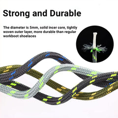 Cashlander Round Work Boot Laces, [2 Pairs] Heavy Duty Shoelaces for Walking,Hiking,Outdoor Boots and Casual Footwear,Thick Replacement Boot Shoelaces for Men Women (Black-White, 140cm)