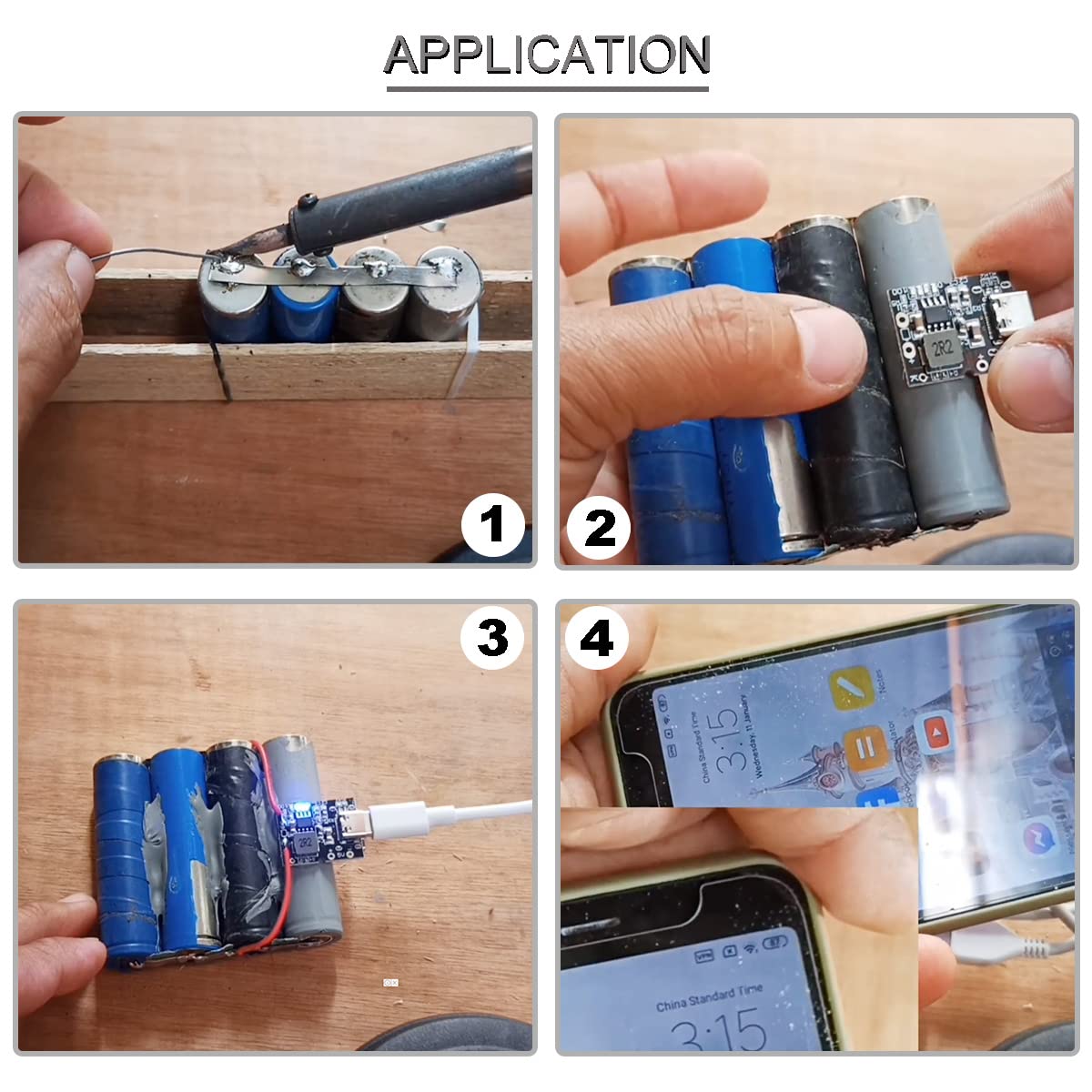 Youmile 10 pcs Type-C USB 5V 2A Boost Converter module Step-Up Power Module LED Display Charge and discharge integrated Lithium battery charging protection board with Type-C to USB cable