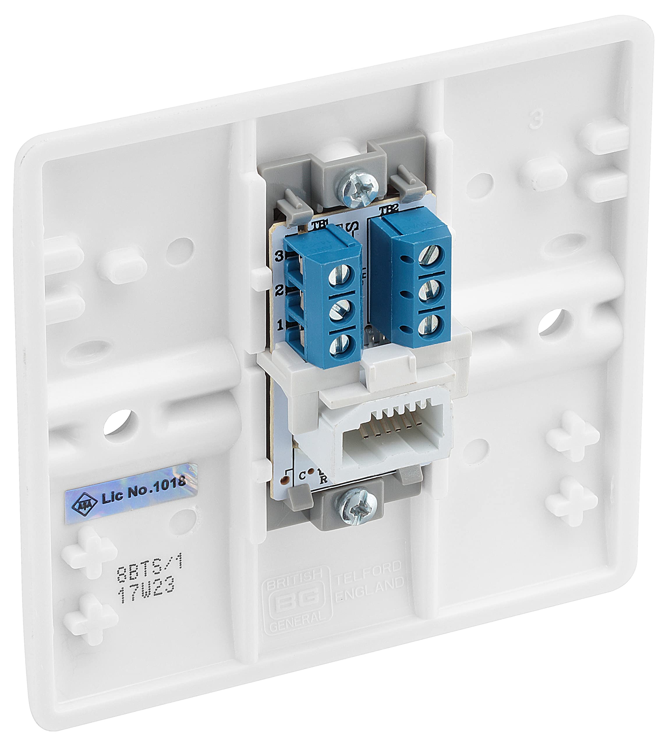 BG Electrical 8BTS/1-01 Single Secondary Telephone Slave Socket, Round Edge, White