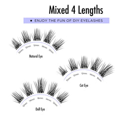 BEYELIAN Cluster Lashes, C Curl Individual Lashes, 72 Pcs Cluster Eyelash Extensions 0.07mm 10-16mm Mixed DIY Lash Clusters Reusable Super Thin Black Band Eyelashes at Home (Luxury)