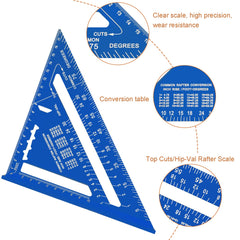 Senbaler 7 inch Carpenters Speed Square Metric,Roofing Rafter Square, Thickened Aluminum Alloy Triangle Ruler Protractor,Layout Tool Kit for Builders Joiners