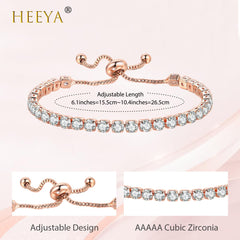 HEEYA Rose Gold Tennis Bracelet, Sterling Silver Tennis Bracelets for Women, Silver Infinity Crystal Sister Friendship Bracelet, Adjustable Bracelet Diamond Cubic Zircona Lady Bracelet Birthday Gifts