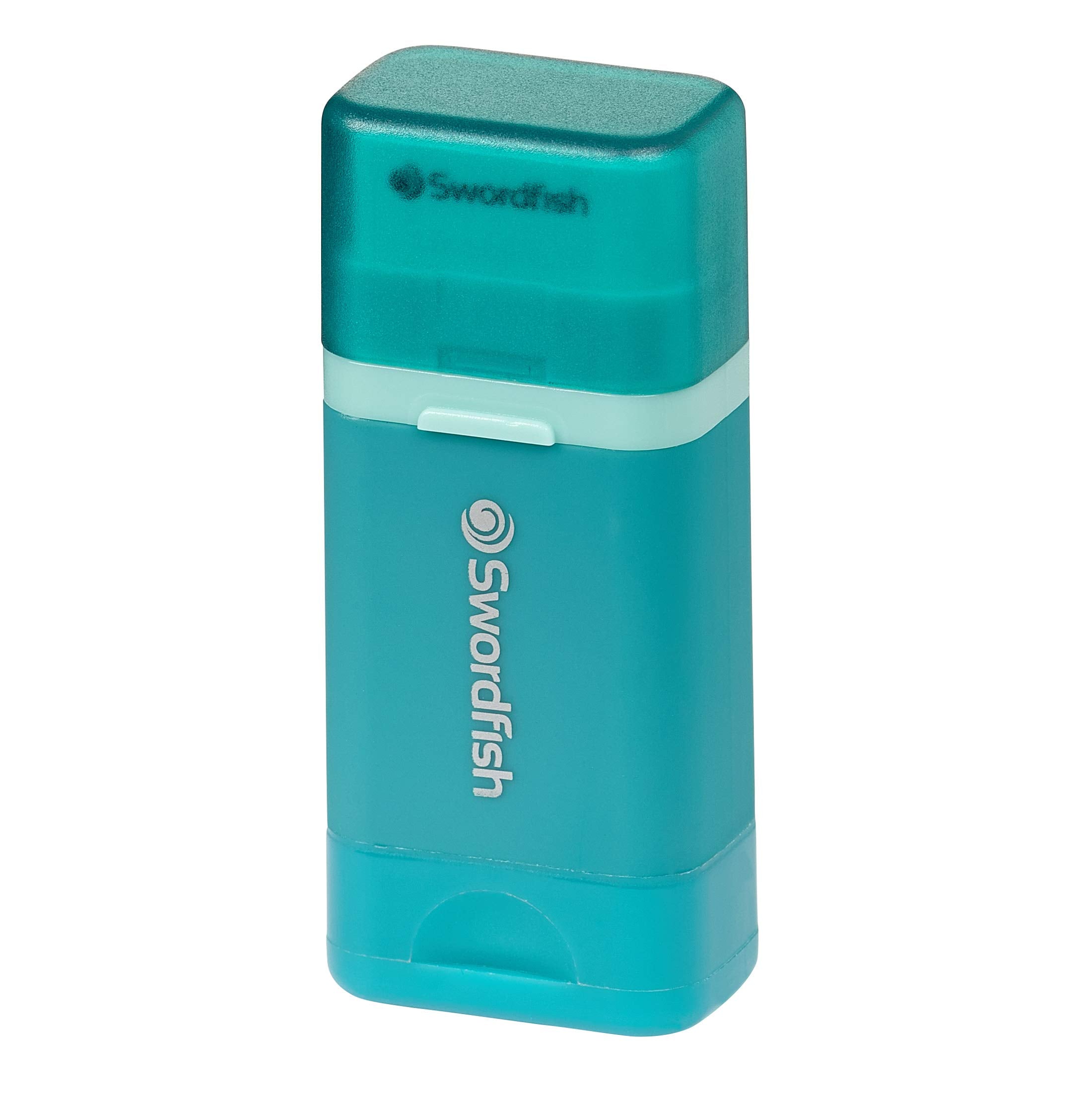 Swordfish Combo Pencil Sharpener with Mess-Free Canister and Eraser [Pack of 1] Turquoise [40294]