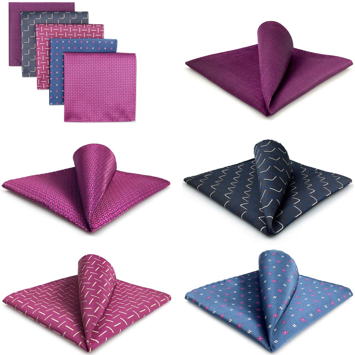 Shlax&Wing 5 Pieces Assorted Mens Pocket Square Handkerchiefs Set LotLSet39