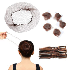 Invisible Hair Nets and U Shaped Hair Pins Set, Blonde Hair Nets 50Pcs Elastic Edge Mesh Hair Nets & 50Pcs U Shaped Bobby Pins for Ballet Girl Kids Women Hair Bun (With Storage Box))