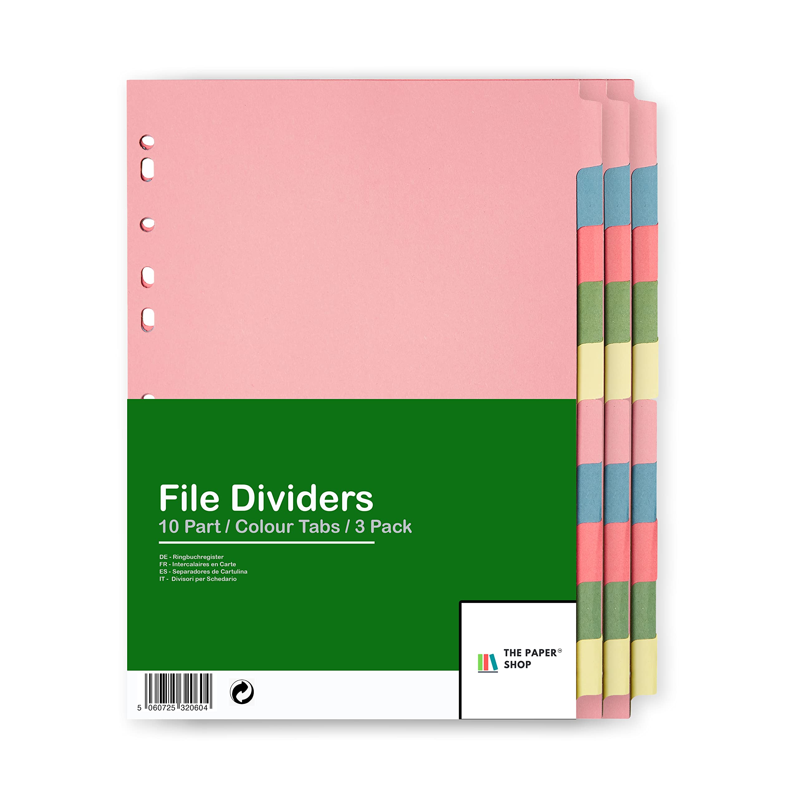 [3 Pack] A4 File Dividers 10 Part   A4 Subject Dividers 10 Part Card Folder Dividers Multi Hole Punched in Assorted Colours   Fit All A4 Portrait File Dividers