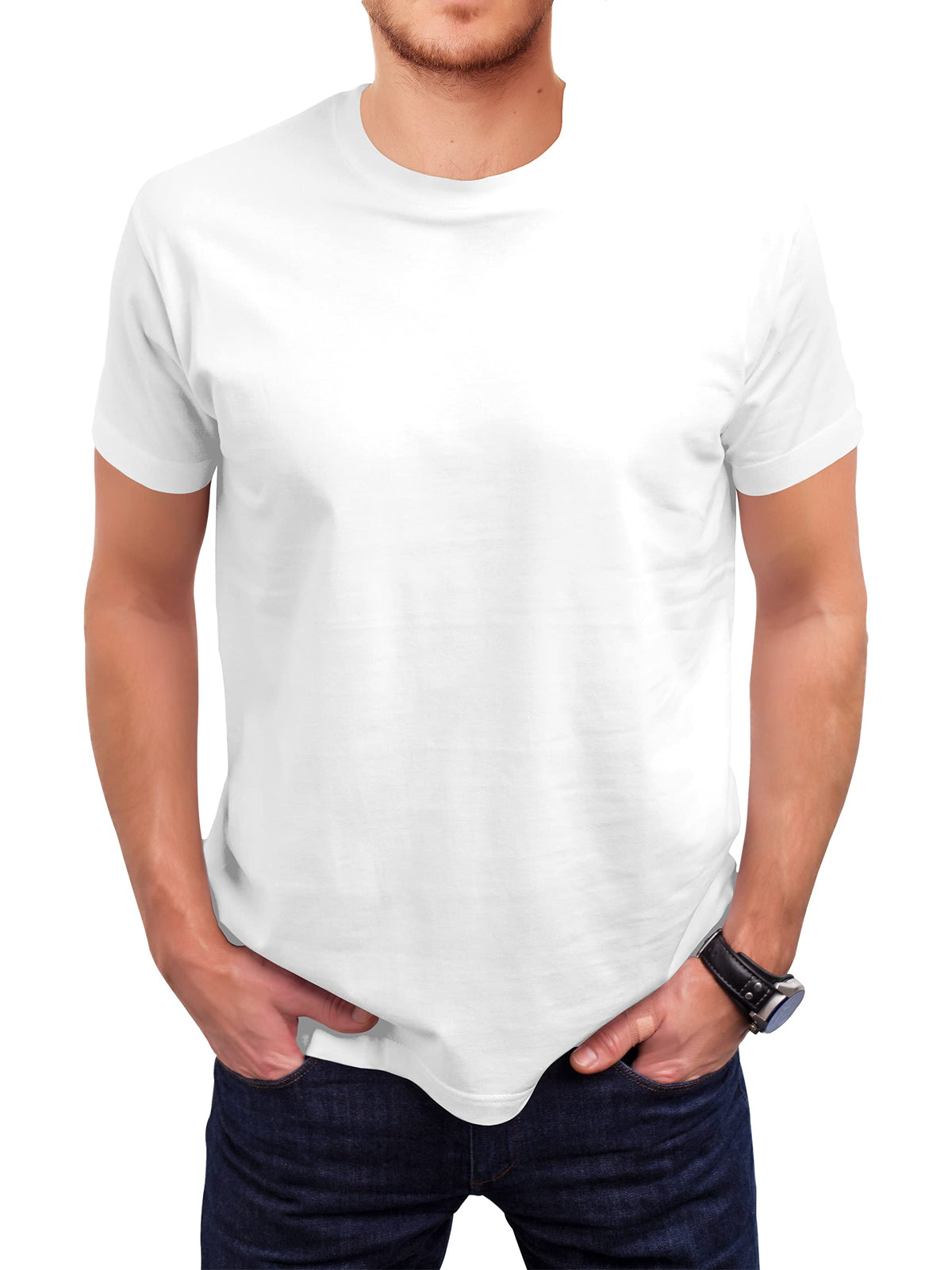 Love My Fashions Men's Round Neck Short Sleeves Plain T-Shirt White