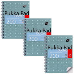 Pukka Pad, A5 Dotted Metallic Jotta Book for Graphing, Art, Bullet Journaling – 3 Pack – 21 x 14.8cm – Wirebound Notebook with 80GSM Paper – 4-Hole Margins and Perforation - 200 Pages, Grey