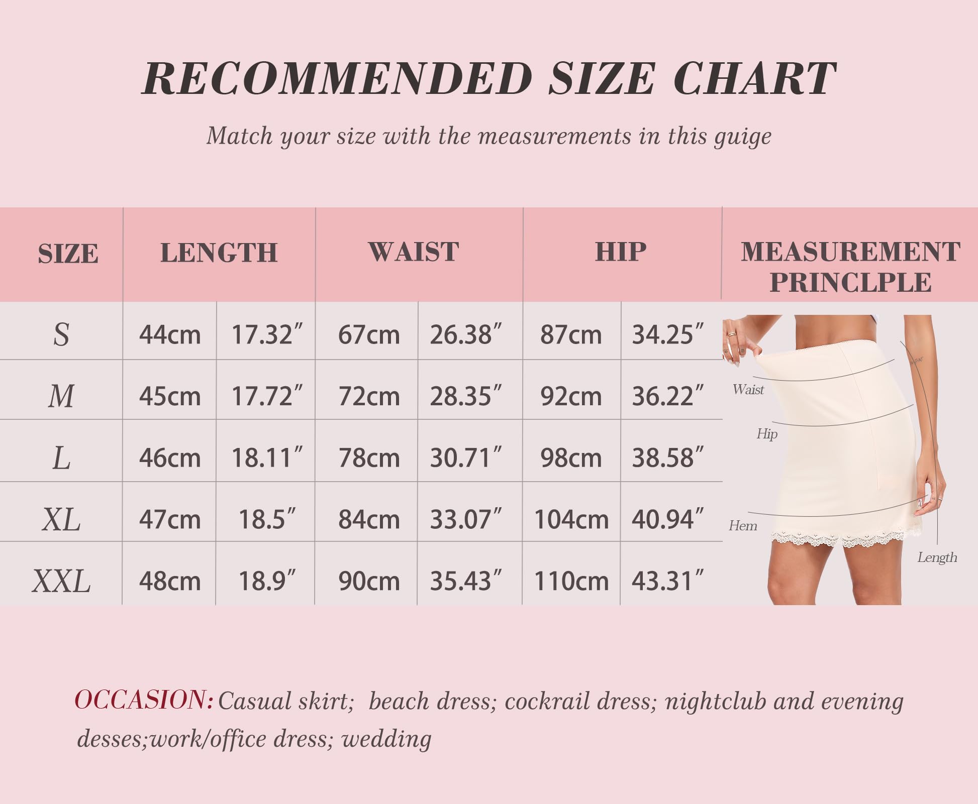 Vlazom Women Underskirt Soft Cling Resistant Half Slips for Ladies Waist Slips Petticoat with Lace A-Beige,XXL