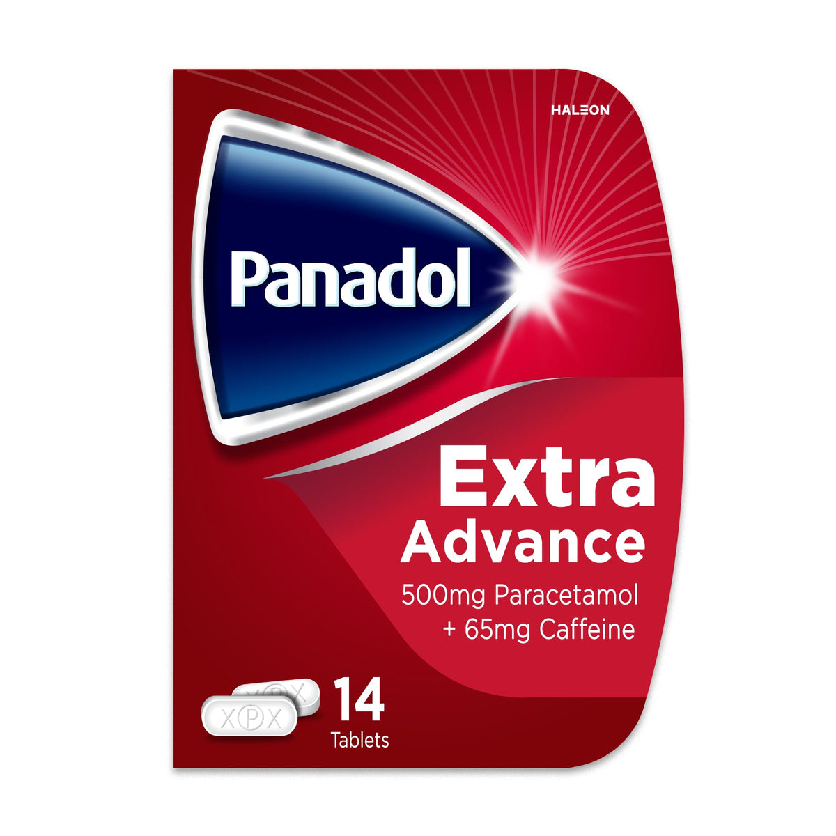 Panadol, Paracetamol Caffeine Pain Relief Tablets 500mg/65mg Extra Advance, Red, 14 Count