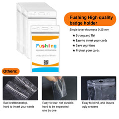 Fushing 10 PCS Clear Waterproof Plastic Badge Holders Name Tag Badge ID Card Holders (114x68mm)