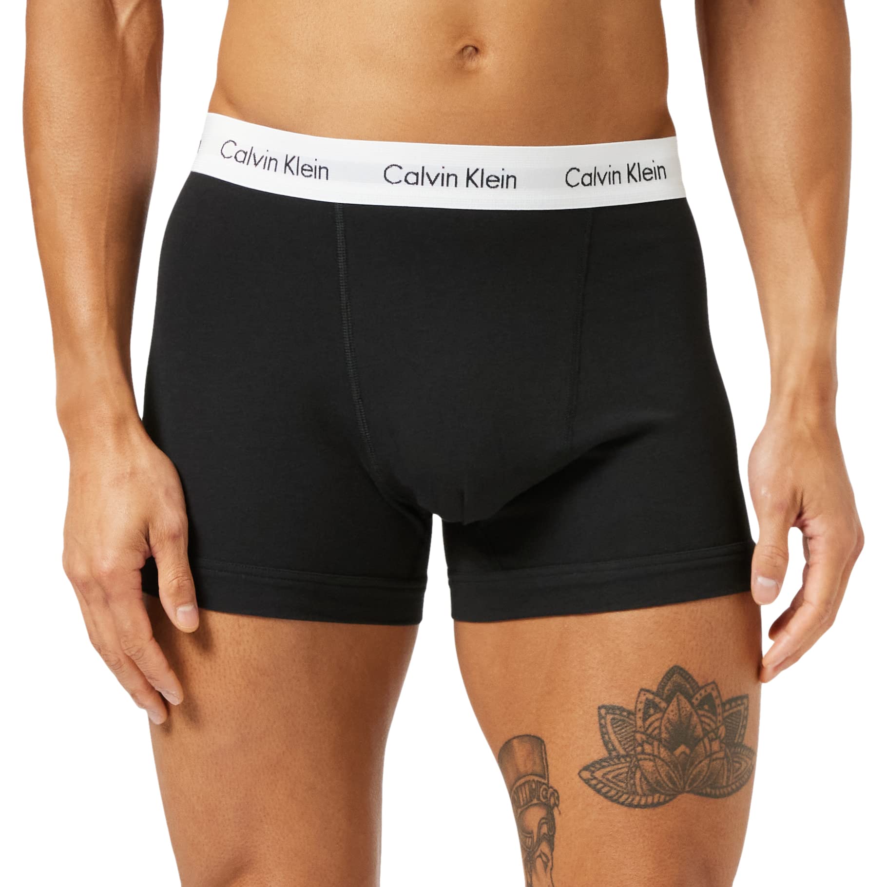 Calvin Klein Men's Trunk 3pk Trunk, White/ B&w Stripe/ Black, L