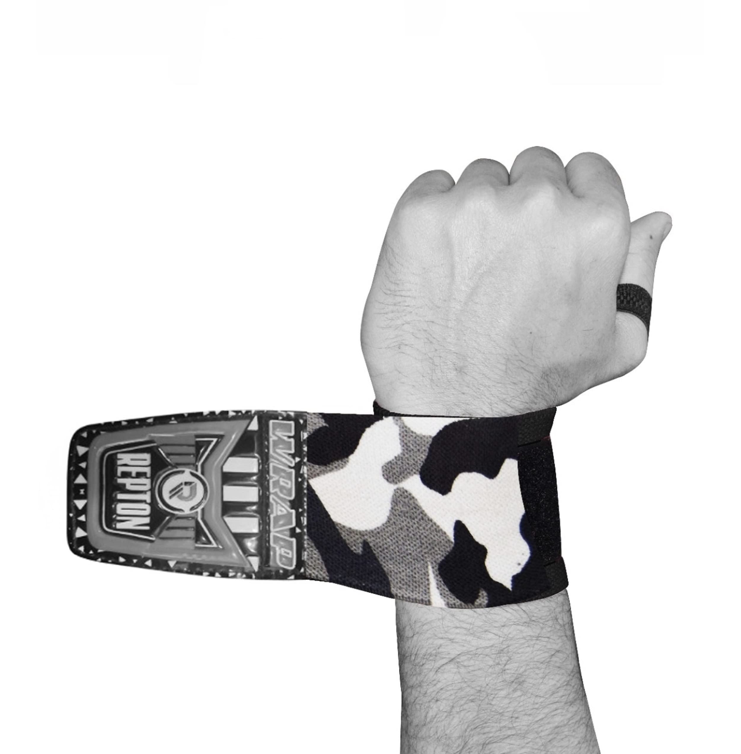 Weightlifting Wrist Wraps - Professional Grade with Thumb Loops - Wrist Support Braces - Men & Women - Weight Lifting, Crossfit, Powerlifting, Strength Training Straps (Grey Camo, 18)