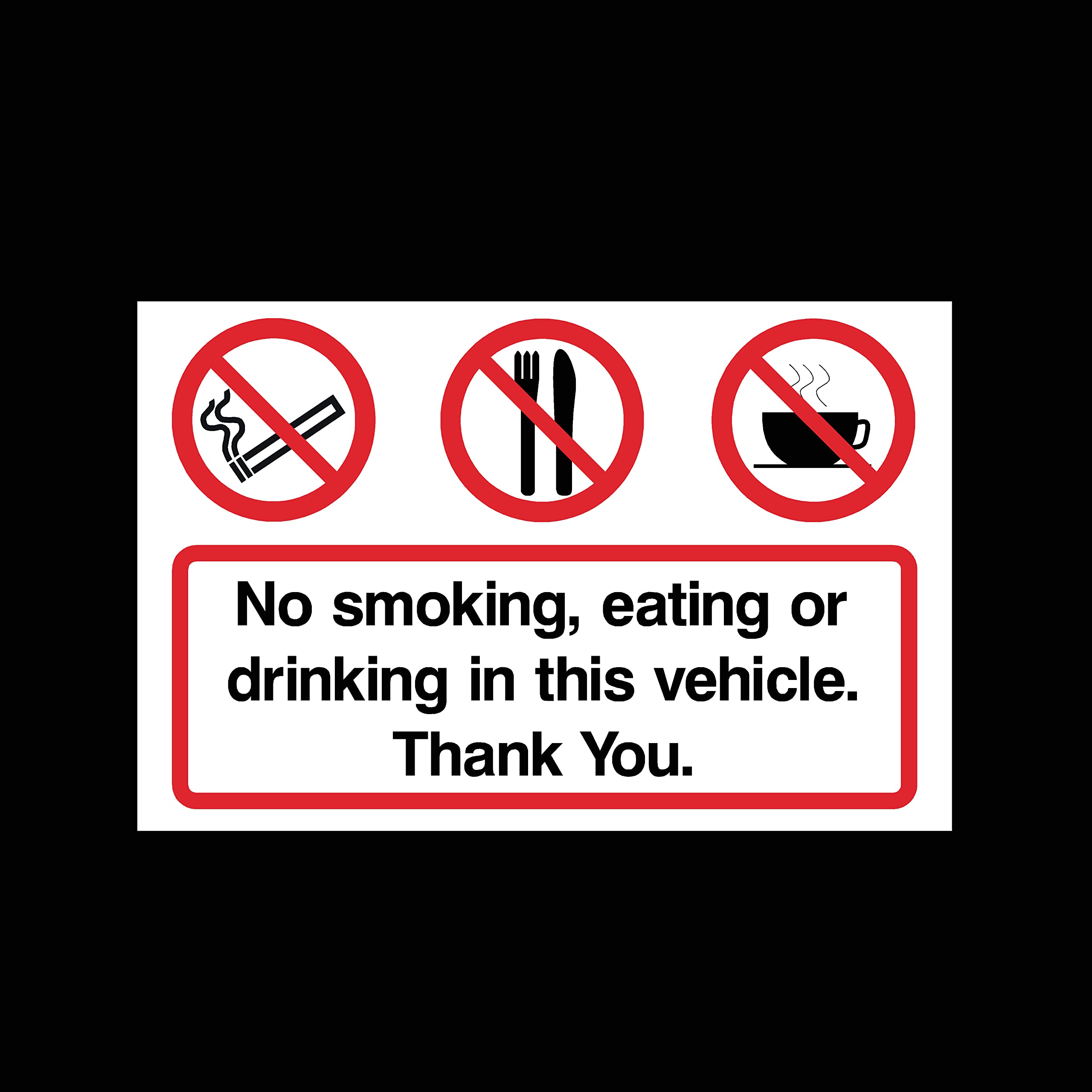 5x No Smoking, Eating or Drinking Sign Self Adhesive Sticker for Taxi Uber Car Van Lorry