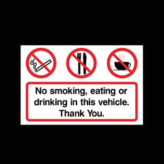 5x No Smoking, Eating or Drinking Sign Self Adhesive Sticker for Taxi Uber Car Van Lorry