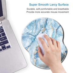 ITNRSIIET Mouse Pad, Ergonomic Mouse Pad with Gel Wrist Rest Support, Gaming Mouse Pad with Lycra Cloth, Non-Slip PU Base for Computer, Laptop, Home, Office & Travel,Blue Marbling