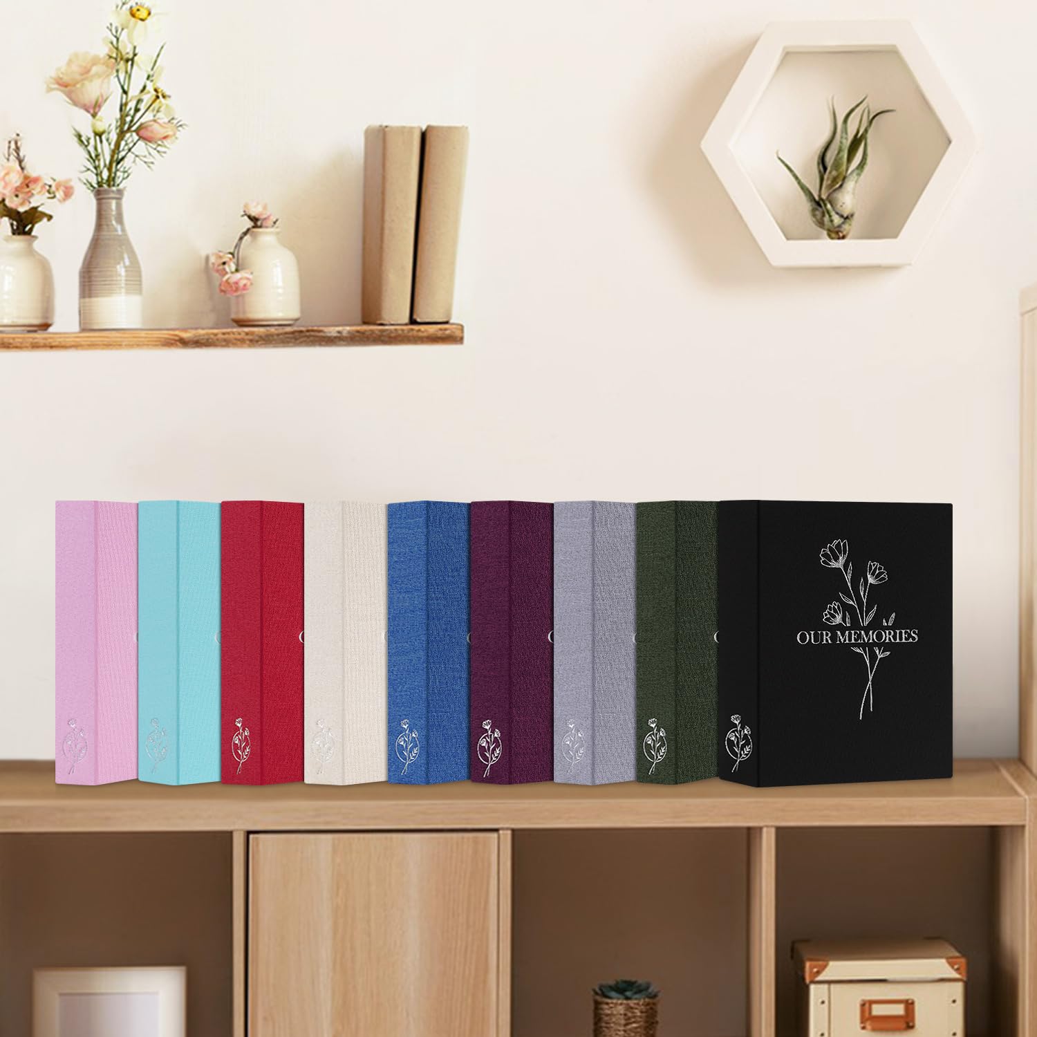 Lanpn Small Photo Album 6x4 2 Packs, Each Pack holds 100 Pictures, Slip in Pockets Mini OUR MEMORIES Linen Top Loading Photo Albums for Portrait Only 10x15cm Picture Teal