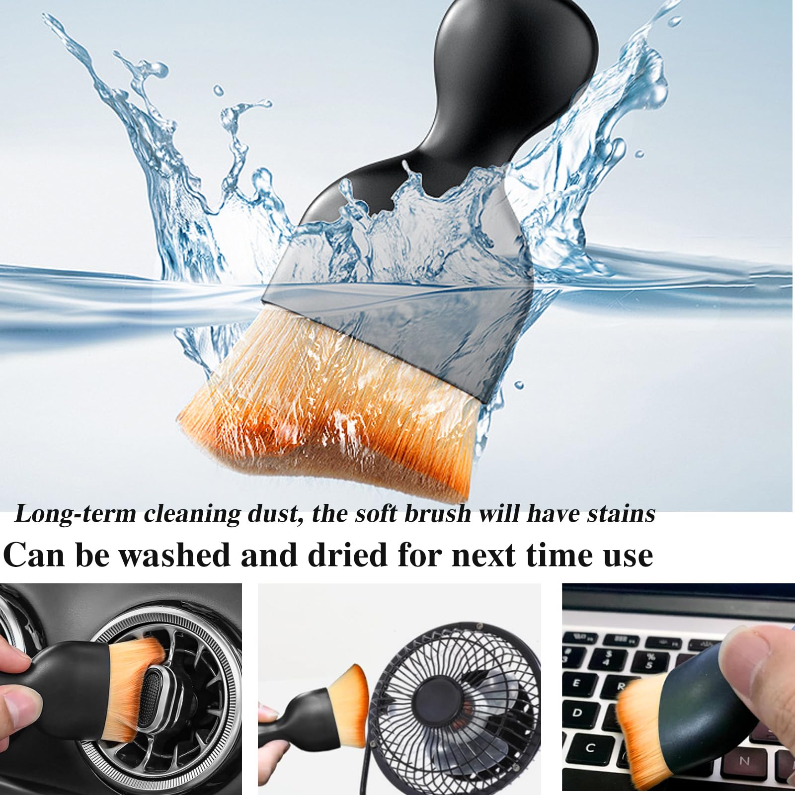 2pcs Car Interior Dust Sweeping Soft Brush, Ultra Soft Bristle Car Interior Detailing Brush,Interior Dusting Brush, Scratch Free Car Brush Interior Car crevice Dust Brush