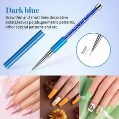 Beetles Nail Art Liner Brushes, Nail Gel Polish Painting Nail Art Design Brush Pen Set Diamond application Rhinestone Handle, Nail Dotting Painting Drawing Pen Sizes 5/7/9/11/20mm, 5Pcs