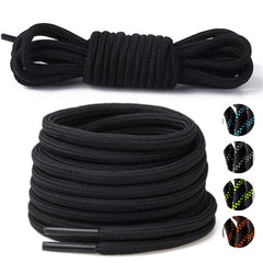 Heavy Duty Round Boot Laces, Shoelaces for Mountaineering, hiking running working casual Steel Toe Cap Boots Safety Boots Hunting Boots Replacement Bootlaces (Jet BLACK, 25 inches / 63CM)