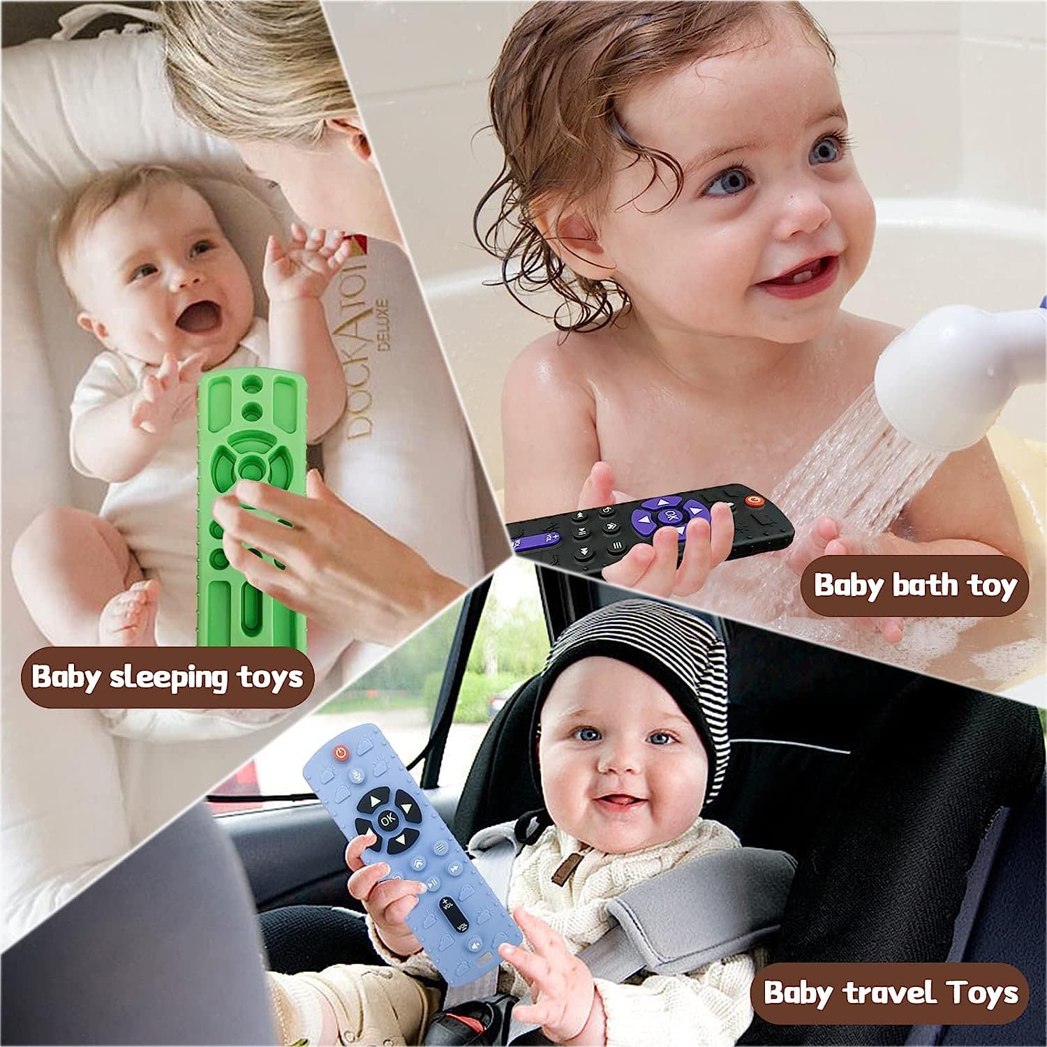 TKLake Baby Teething Toys,Baby Remote Control Teething Toy for 0-6 Months Baby Teether Relief Remote Control Baby Toys for Infant Toddlers Boys Girls(Black)