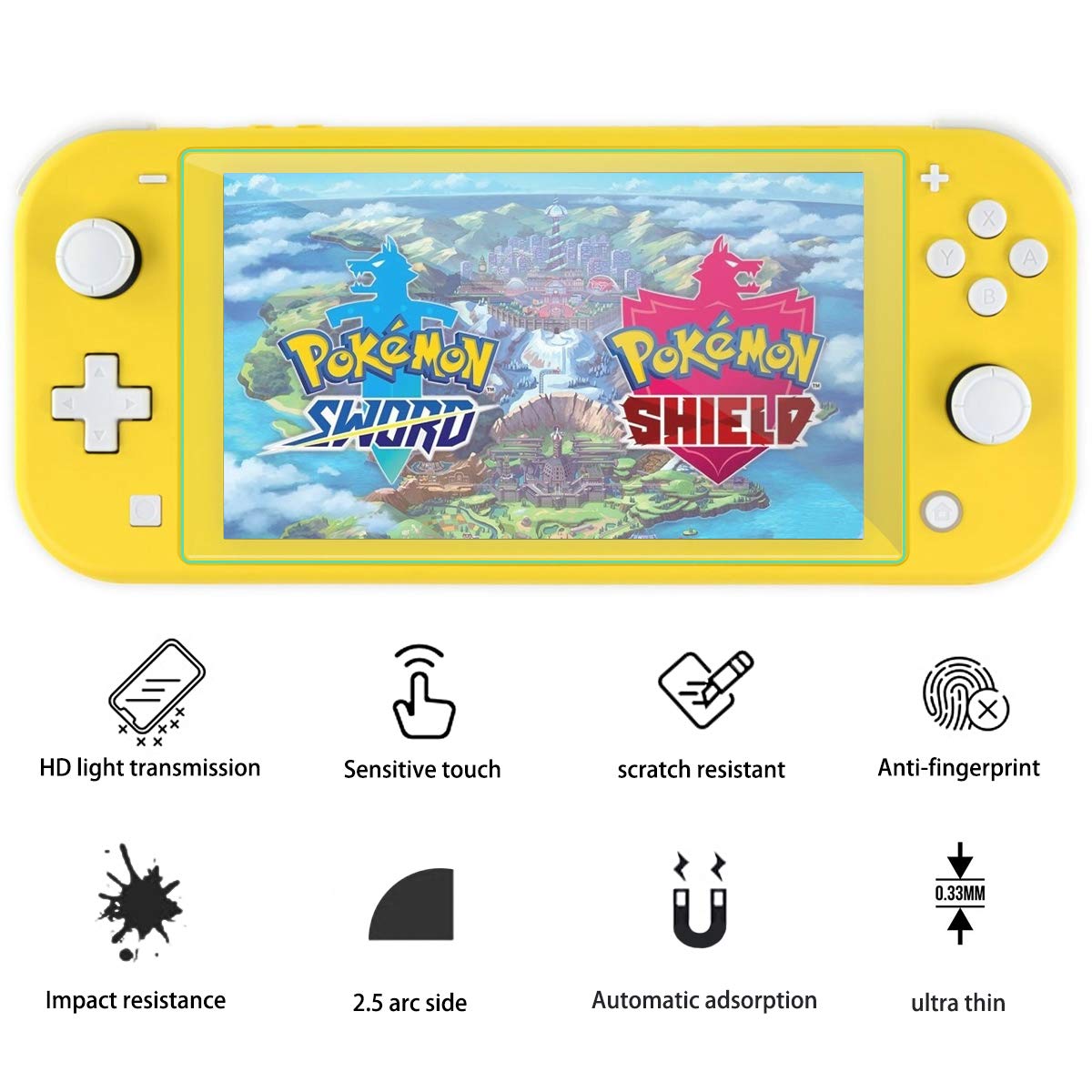 DLseego Case for Switch Lite 2019, Glitter Bling Soft Cover with 2 Pack Tempered Glass Screen Protector, Shockproof and Anti-Scratch Design Protective Case for Switch Lite -Crystal Clear