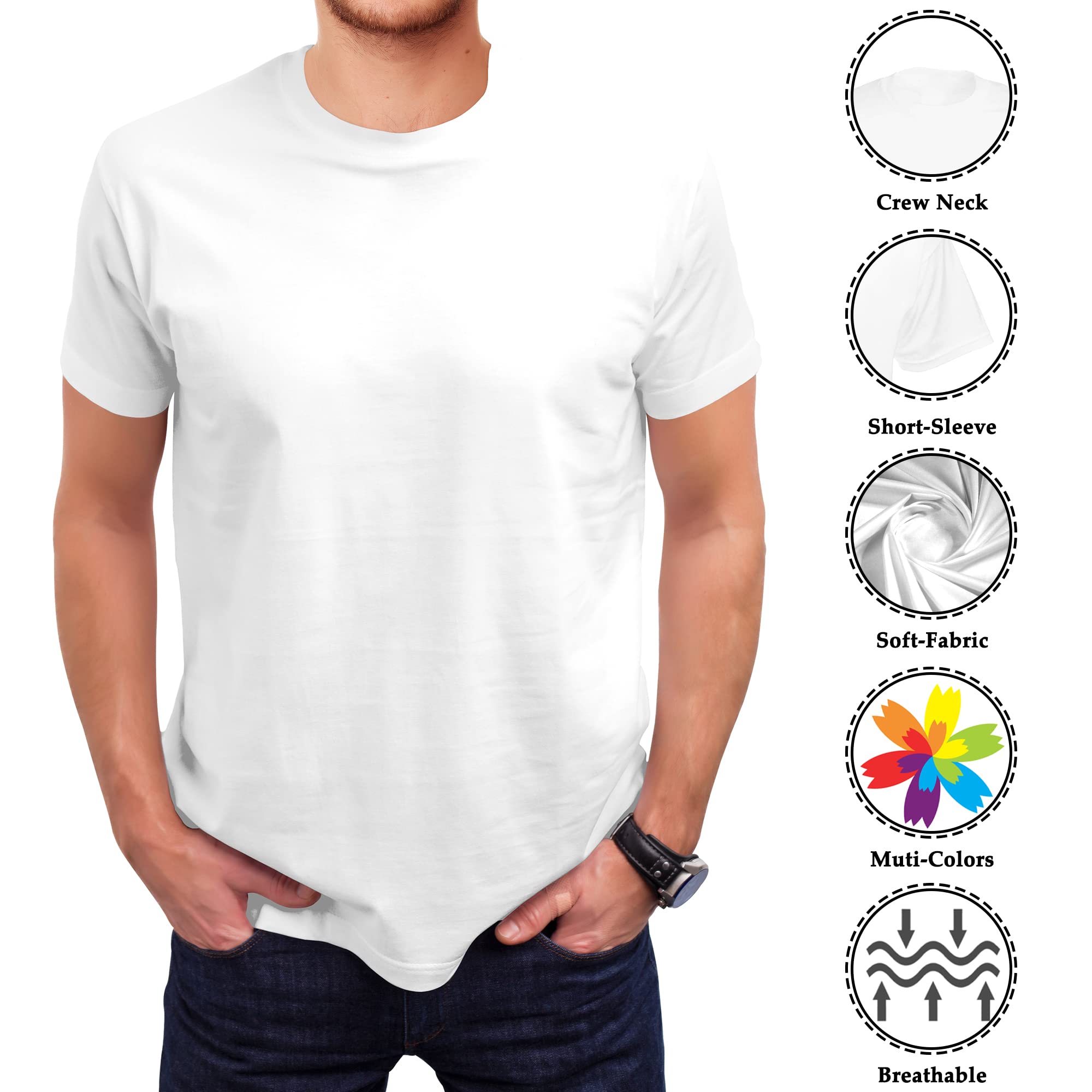 Love My Fashions Men's Round Neck Short Sleeves Plain T-Shirt White