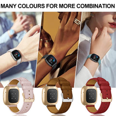 BIRDTOBR Leather Strap Compatible with Fitbit Versa 4/ Versa 3, Genuine Leather Elegant Strap with Stainless Steel Closure for Ladies Men, Soft Breathable Replacement Bracelet for Sense 2/ Sense