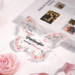 CheriGift Granddaughter Gifts, Cute Granddaughter Birthday Gifts, Mothers Day Gifts for Granddaughter, Beautiful Butterfly-Shaped Acrylic Keepsake, Best Granddaughter Gifts from Grandma Grandad