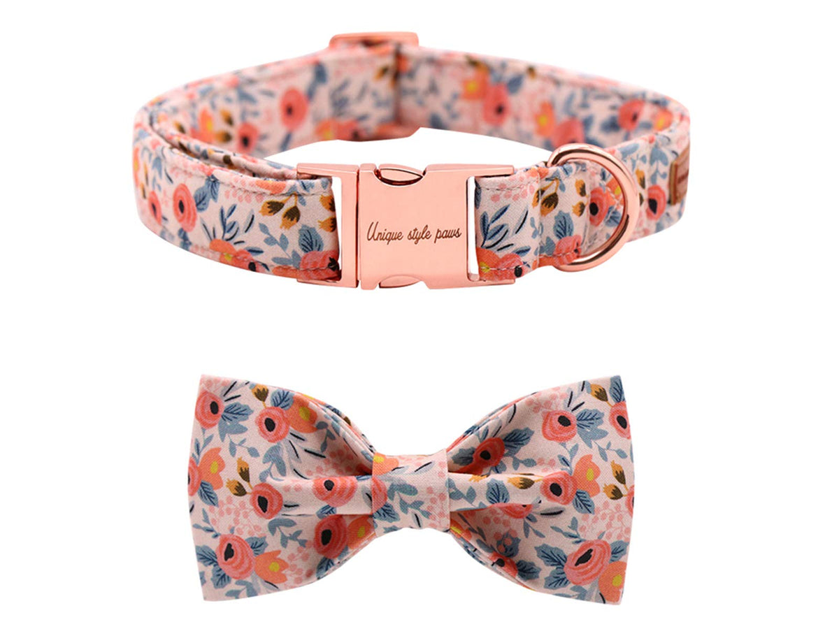 Unique Style Paws Dog Collar,Bow tie Collar, Comfortable Collars for Dogs and Cats Small Medium Large, Adjustable Bowtie Dog Collar XXS-XL