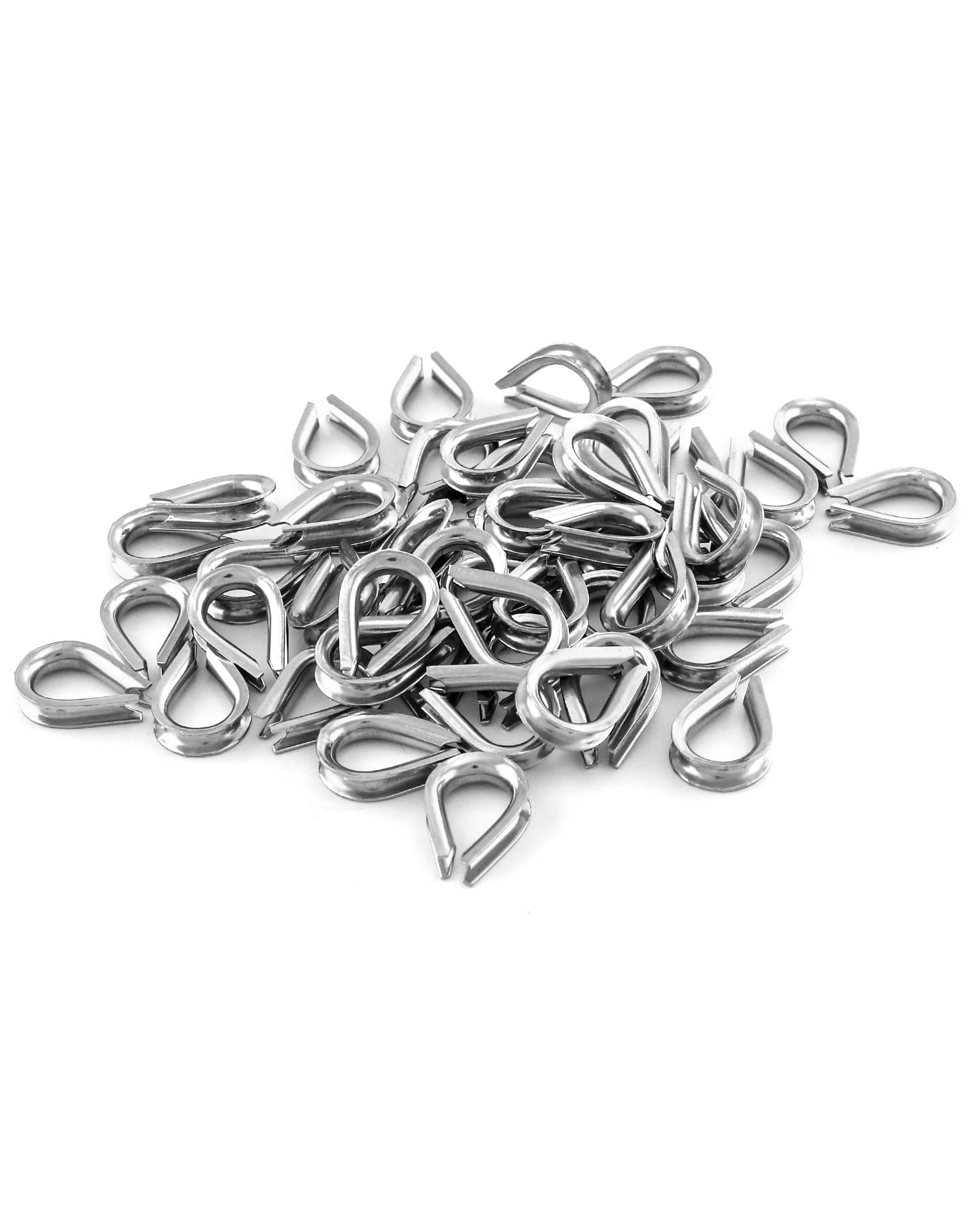 QWORK® M3 Wire Rope Thimbles for 2.5-3mm Diameter Steel Wire Rope, 304 Stainless Steel, 50 Pcs