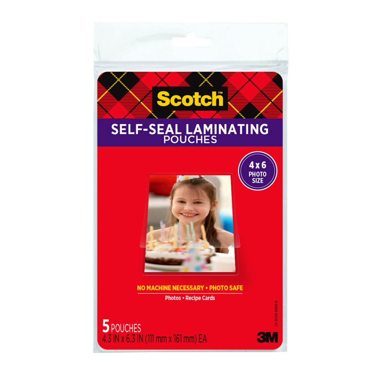 Scotch(R) Self-Sealing Laminating Pouches, Gloss Finish, 4 x 6 Inches (PL900G)