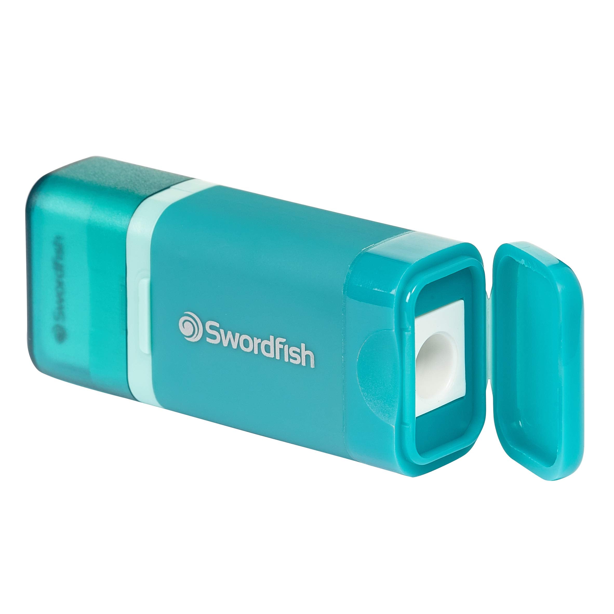 Swordfish Combo Pencil Sharpener with Mess-Free Canister and Eraser [Pack of 1] Turquoise [40294]