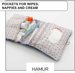 HAMUR HOME Diaper Bag Organizer And Cosmetic Bag 2in1 - Small Diaper Bag For On The Go Mom's Diapers Cream Wipes Baby Organizer (Space)