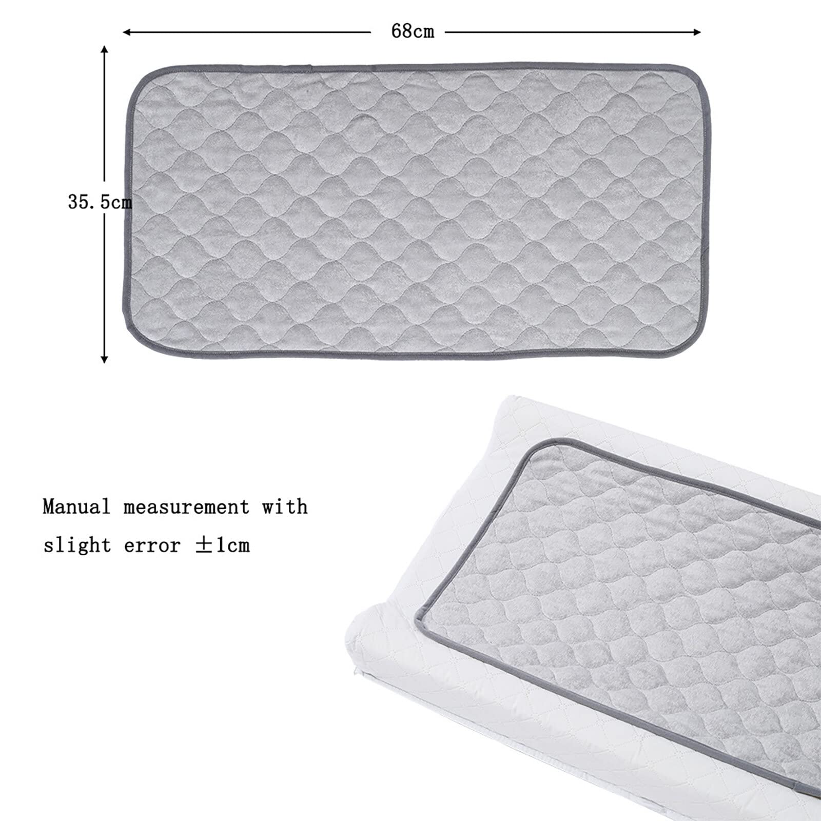 3 Pack Waterproof Changing Pad, Changing Mat Liners Quilted, Softer Bamboo Cotton Washable Changing Pad, Reusable Portable Travel Changing Pad with Removable Cloth Changing Table Dark Gray