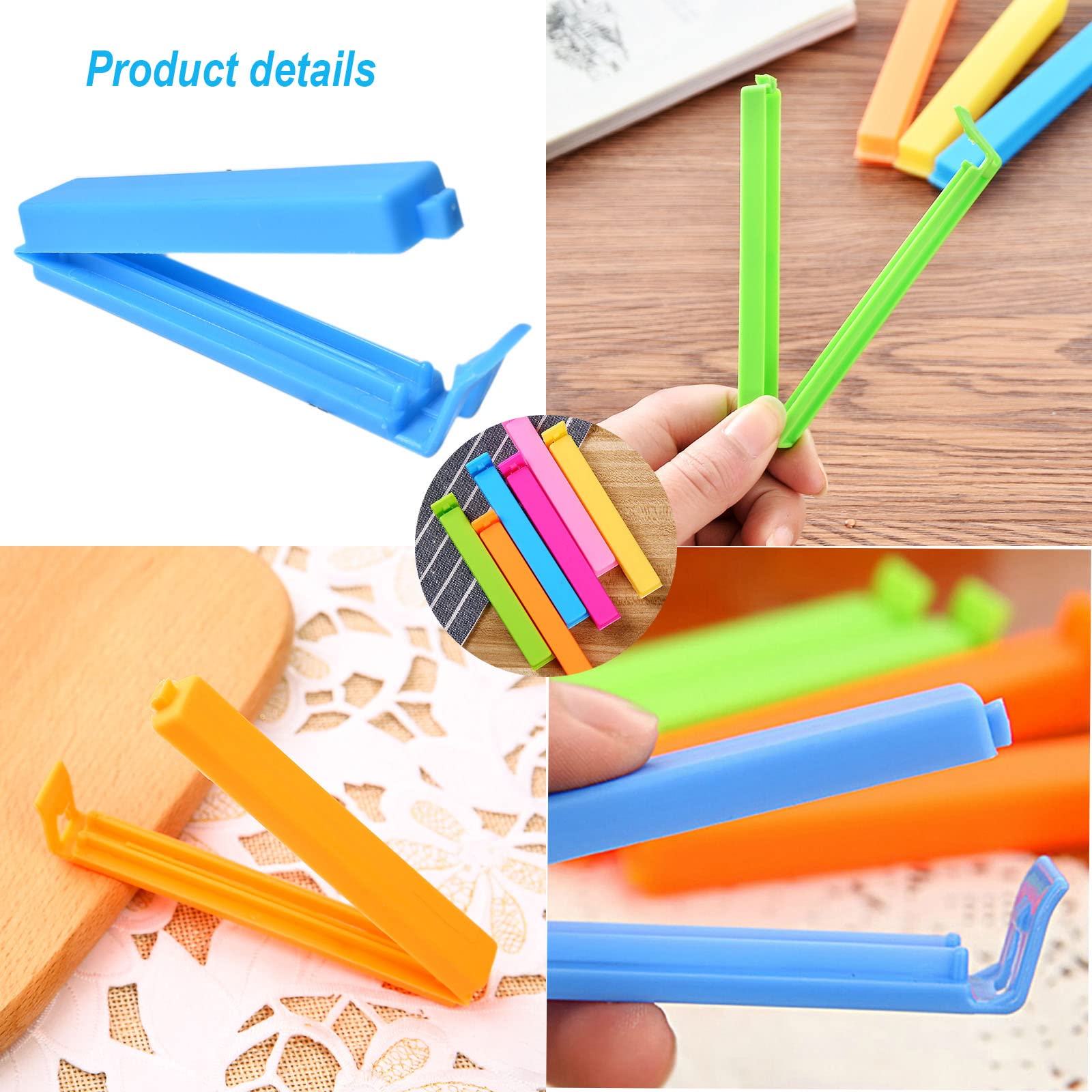 36 Pcs Food Storage Bag Clips, Plastic Sealing Bag Clips in 3 Sizes & 6 Colours Reusable Food Bag Clips Colorful Plastic Bag Sealing Clips.