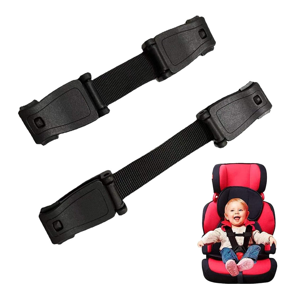 Anti Escape Car Seat Strap, 2 Pcs Car Seat Safety Clip, Safety Strap Prevent Kids Taking Their Arms Out of Kid Car Seat/High Chairs/Strollers/Kid Reins/High Chairs Kid Reins(Black)