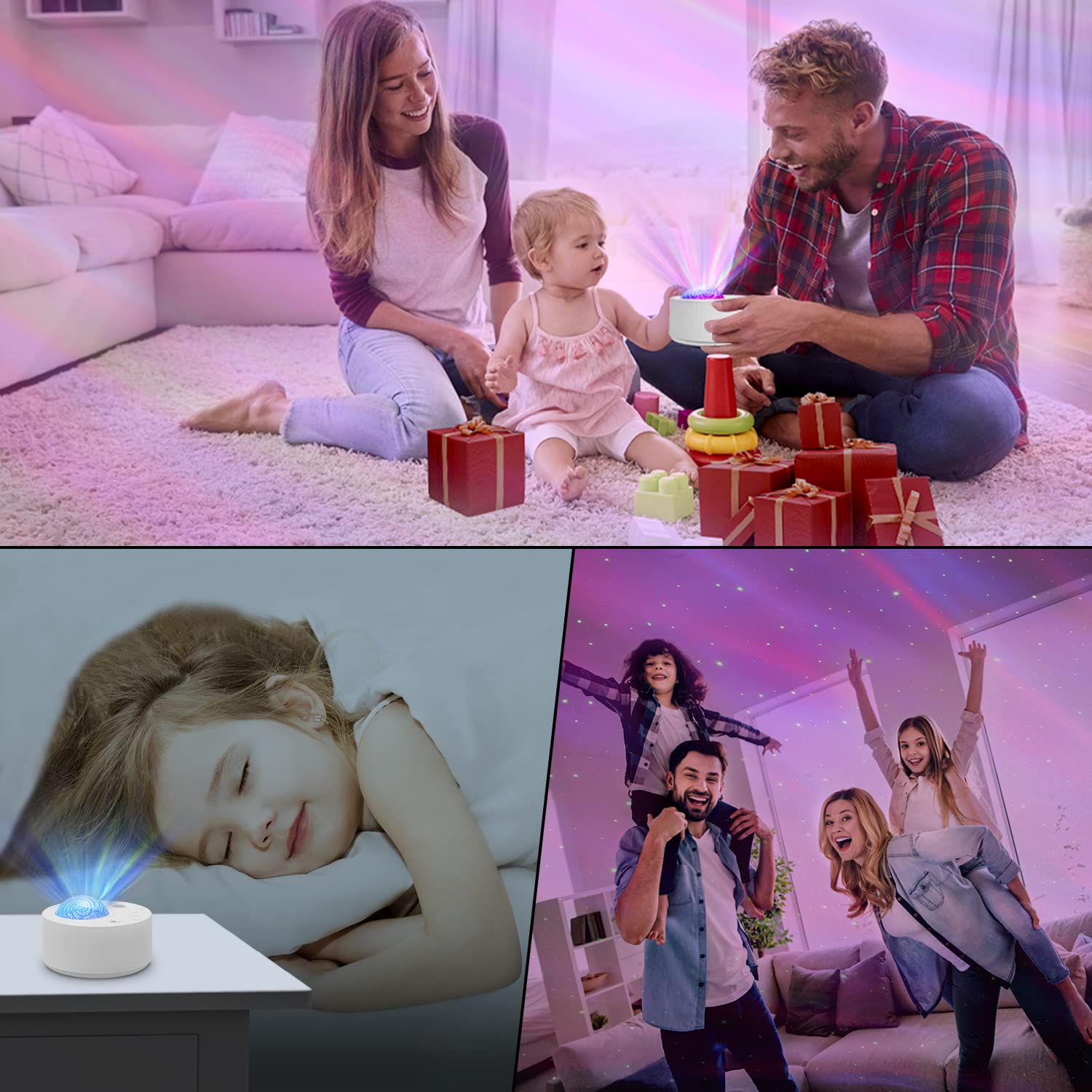 ibell Galaxy Projector Northern Lights Aurora Projector, 14 Colors Star Projector Sensory Lights Night Light Projector for Bedroom, Moon Galaxy Light Projector with White Noise & Timer for Kids Gift