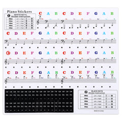 2 Pack Piano Keyboard Stickers for 37/49/54/61/88 White and Black Keys, Electronic Piano Keyboard Stickers Transparent Removable Piano Note Stickers Keyboard Letters Stickers for Kids Beginners