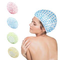 Nimxy Pack of 4 Shower Cap, Reusable Shower Caps For Women & Men - Waterproof with Elastic Band & Soft Lining (Dotted)