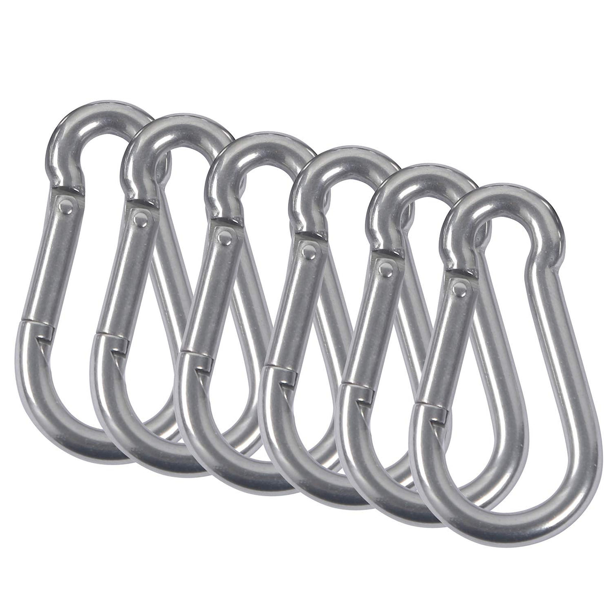 Rshuhx M4 Carabiner Hook Snap Hook 304 Stainless Steel Carabiner Spring Snap Link Hooks Keychain Heavy Duty Carabiner Clip Climbing Carabiner for Outdoor Camping Hiking Mountaineering Awning6PCS