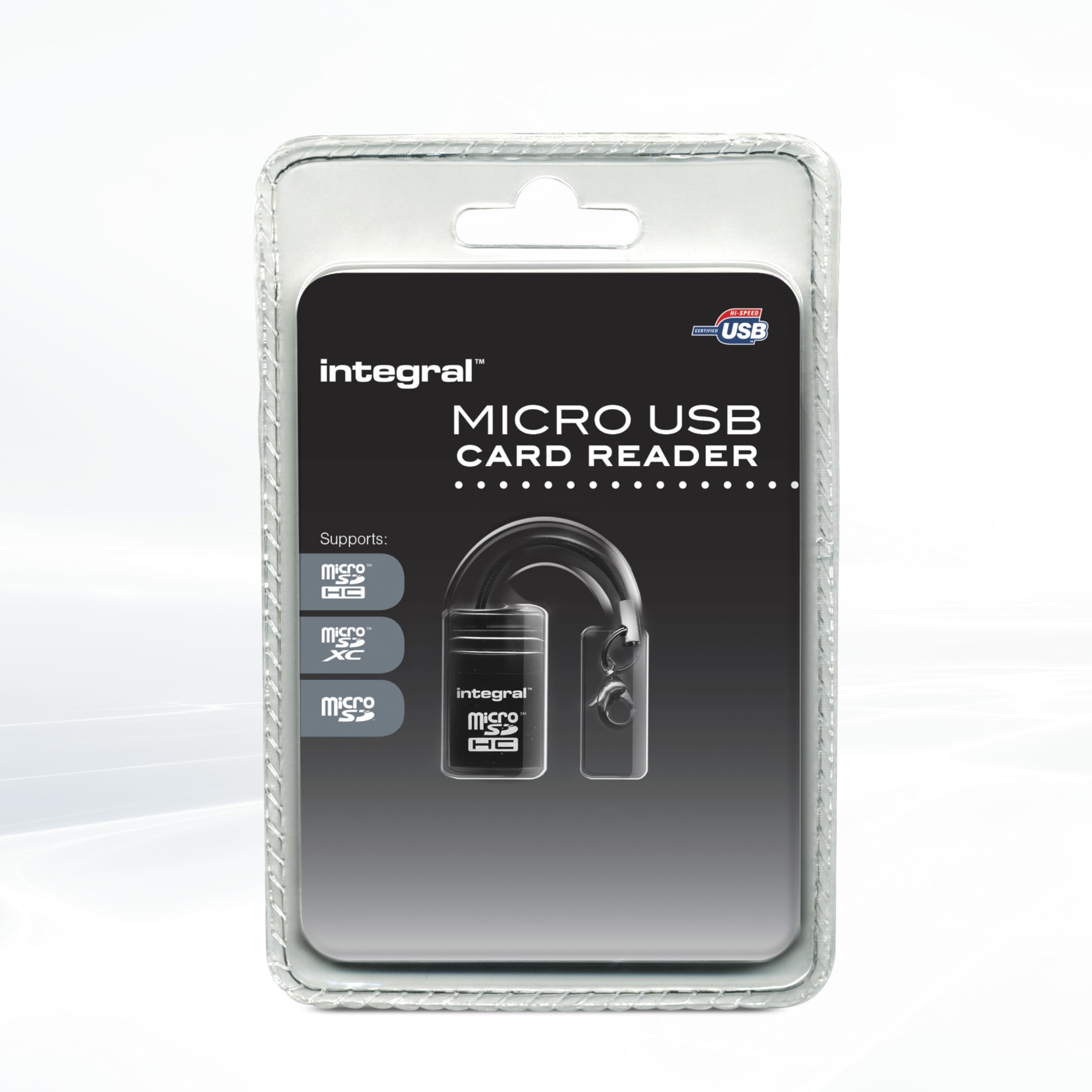 Integral Micro SD USB2.0 Memory Card Reader Adapter - Compact, Plug & Play and Compatible with microSD, microSDHC & microSDXC