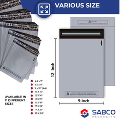 Sabco - Mailing Bags – 9 x 12 inches Self Adhesive, Waterproof and Tear-Proof Postal Bags – Medium Sized Grey Plastic Mailing Mail Post Postage Plastic Bags (9 x 12 inches, 50)